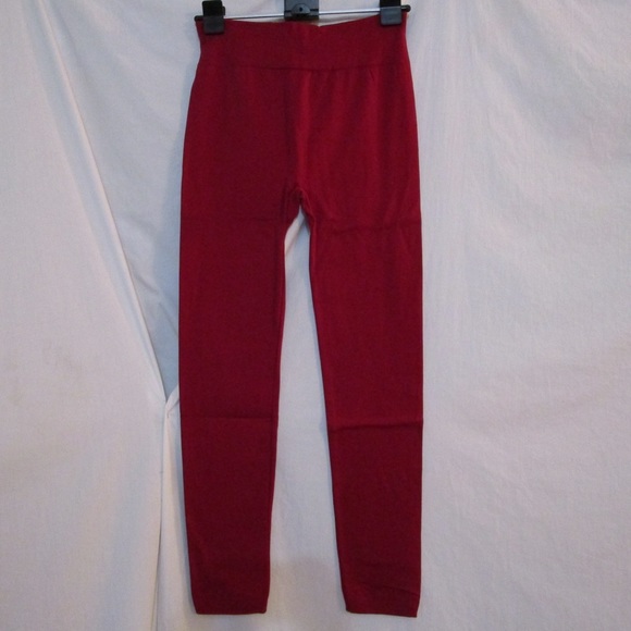New Mix Burgundy Fleece Lined Leggings - Picture 3 of 6